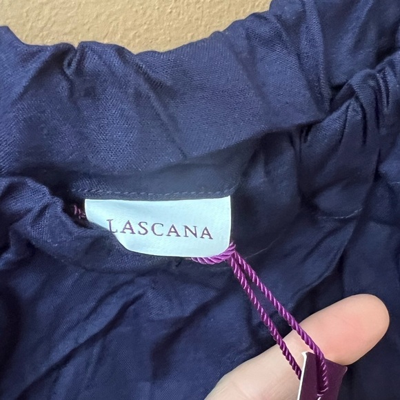 LASCANA Women’s Navy Blue Tie Sleeve Off-The-Shoulder Dress Smock Size 4 Boho - Picture 5 of 9